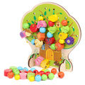 Wooden beaded building blocks for children aged 1 year, 1-3-6 years, and boys and girls.