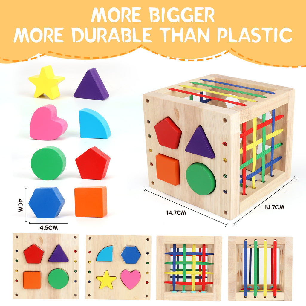 Wooden children's toy, early education, porous shape recognition, sound-making, shape matching box, intellectual development for children aged 0-3 years.