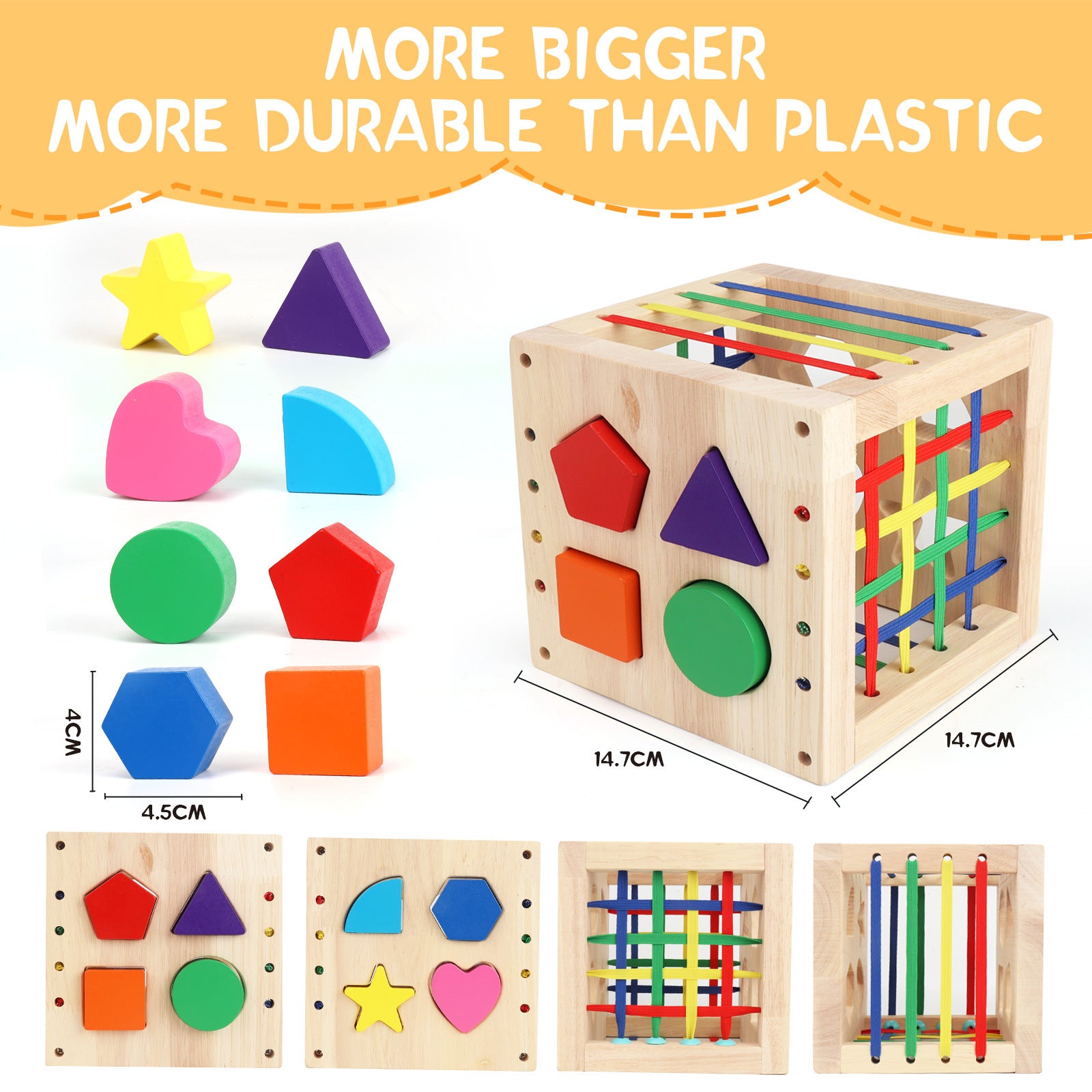 Wooden children's toy, early education, porous shape recognition, sound-making, shape matching box, intellectual development for children aged 0-3 years.