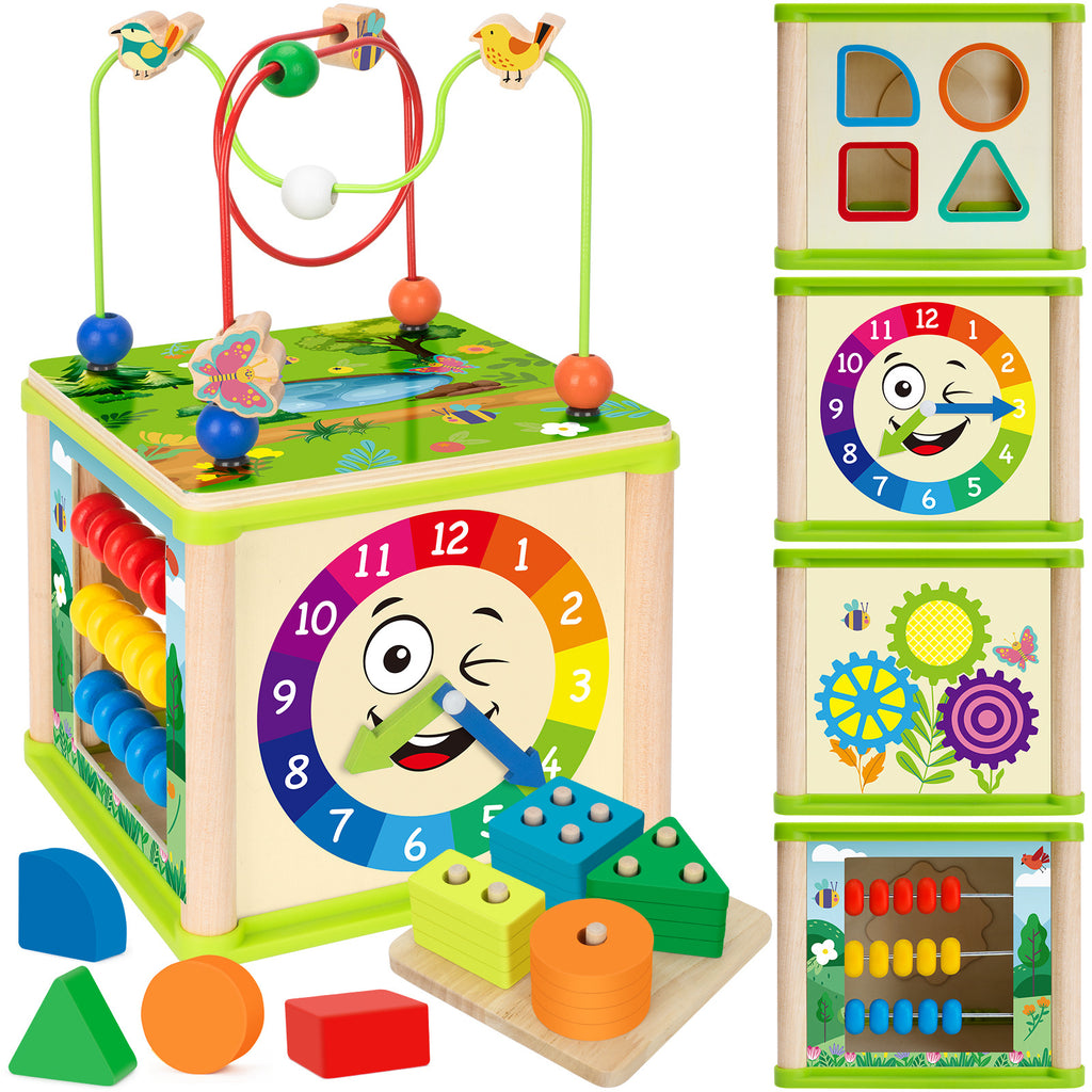 Infant and toddler bead maze toy, 0-3 years old, multi-functional educational toy box, Montessori early education baby building block stacking.